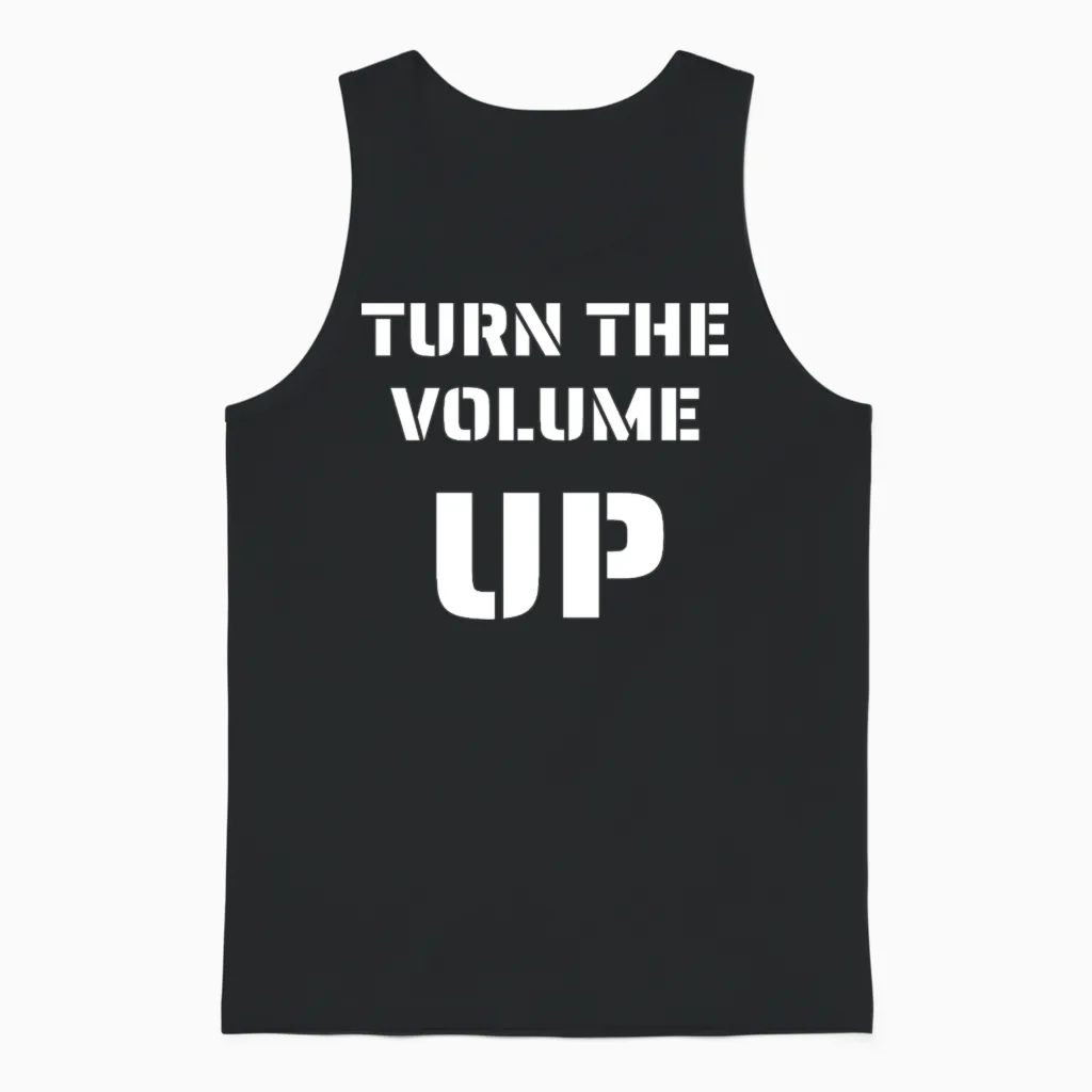 Turn the Volume Up ! Unisex Tank Top in Black