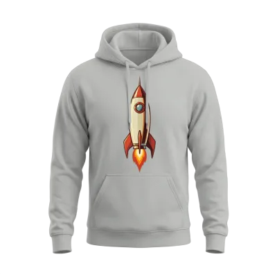Retro Rocket Ship Unisex Hoodie - Ash