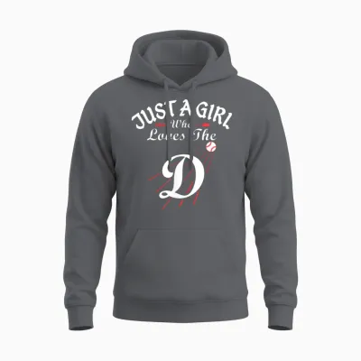 Baseball Funny She Loves the D Los Angeles Unisex Hoodie - Charcoal