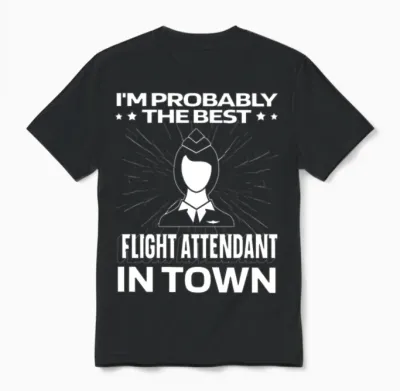 Flight Attendant Funny Unisex T-Shirt - Black