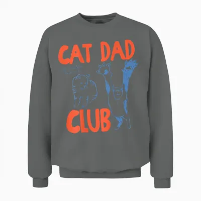 Cat Dad Club Life Is Better with Cats Cat Dad on Back Unisex Sweatshirt - Graphite Heather