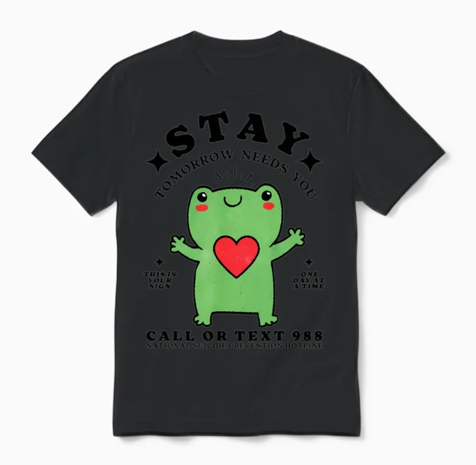 988 Suicide Prevention Tal Health Awareness Unisex T-Shirt in Black