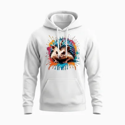 Retro Style Hedgehog Unisex Hoodie - White