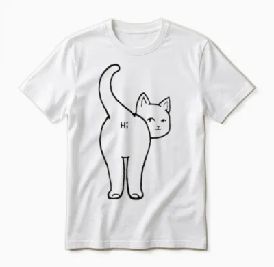 Hi Cat Butt Unisex T-Shirt - White