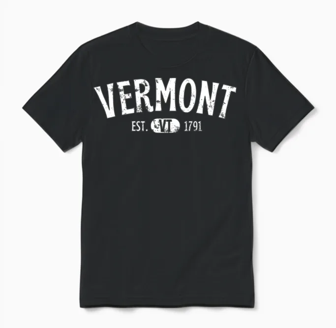 Vermont Retro Vintage Vt Unisex T-Shirt - Black