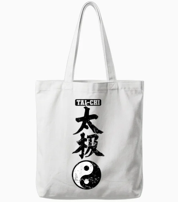 Tai Chi Chinesische Schriftzeichen Yin Yang Tote Bags in White