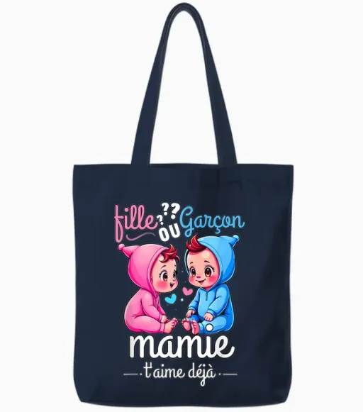 Gift Gender Reveal Granny Party Gender Reveal Tote Bags - Navy
