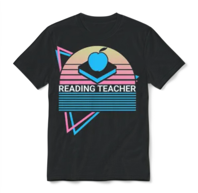 Reading Teacher Retro Unisex T-Shirt - Black