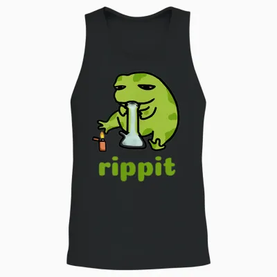 Rippit Stoner Frog | Weed, Marijuana Smoker, Cannabis 420 Unisex Tank Top - Black