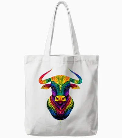 Taureau Bulle Bœuf Domestique Ferme Vache Taurus Tote Bags - White