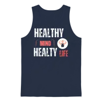 Healthy Eating Health Wellness Motivational Quote Unisex Tank Top - Navy – 1