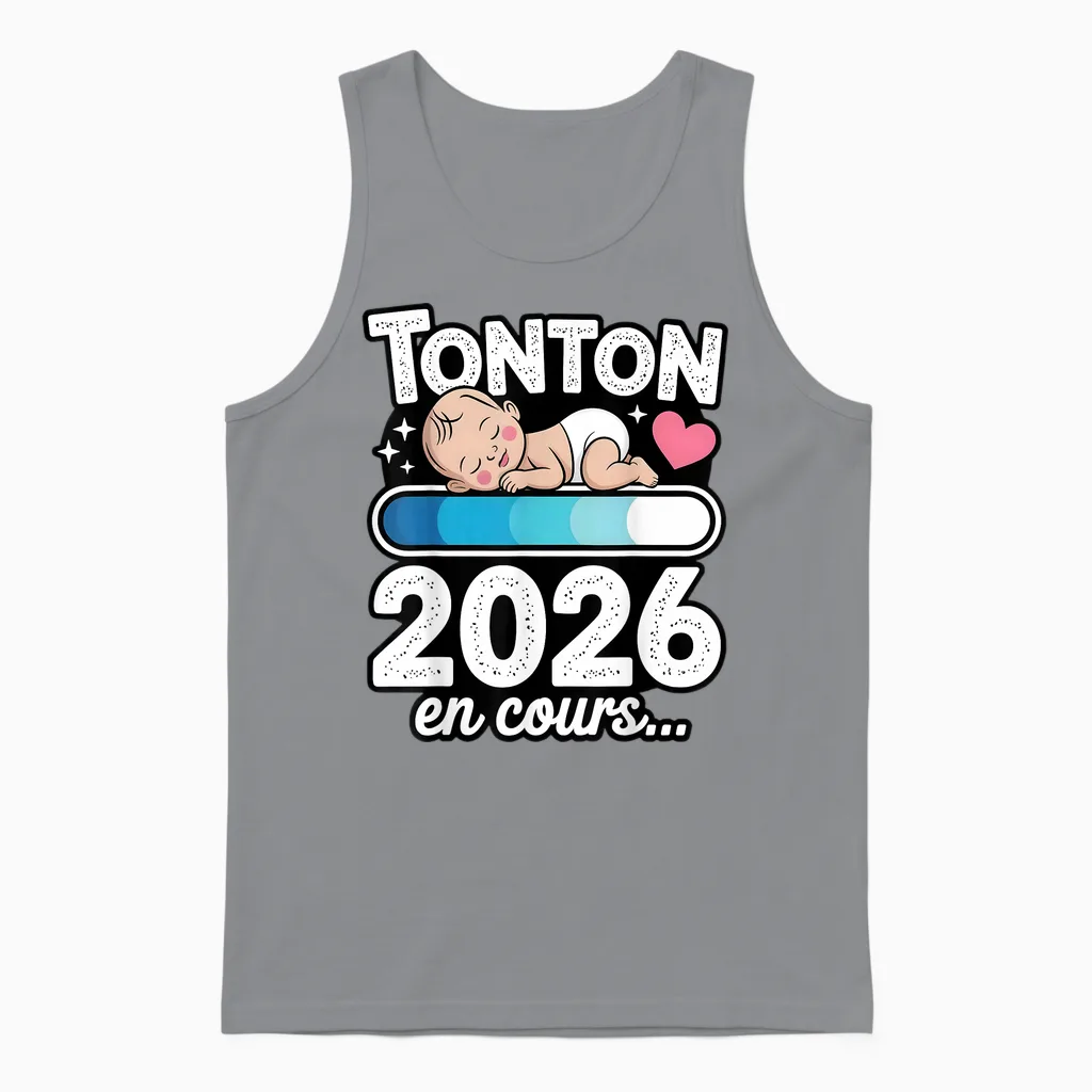 Tonton 2026 in Progress Gift Announcement Pregnancy Future Uncle Unisex Tank Top in Sport Grey