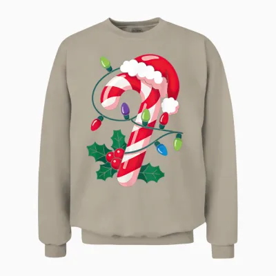 Candy Cane Christmas Design for Boys Girls Kids Adults Unisex Sweatshirt - Sand