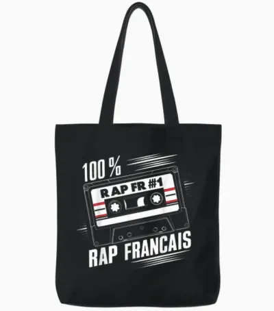 Rap French Rapper Hip-Hop Urban Style Paris Marseille Tote Bags - Black