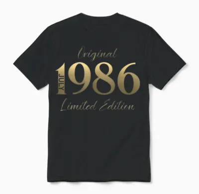 40 Ans Anniversaire Homme Cadeau Juillet 1986 Vintage Unisex T-Shirt - Black