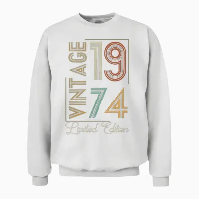 Vintage 1974 Limited Edition Aged to Perfection Unisex Sweatshirt - White