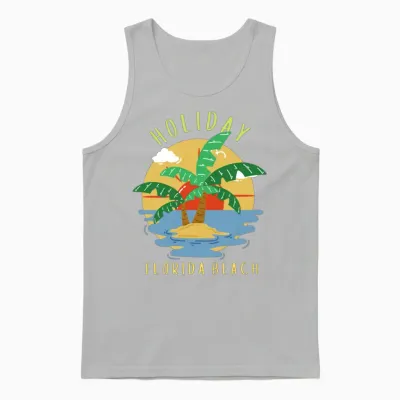 Retro Holiday Florida Beach Unisex Tank Top - Ash