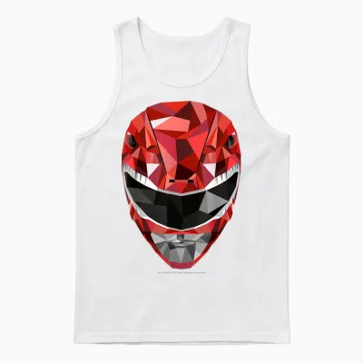 Power Rangers Red Ranger Polygon Helmet Unisex Tank Top - White