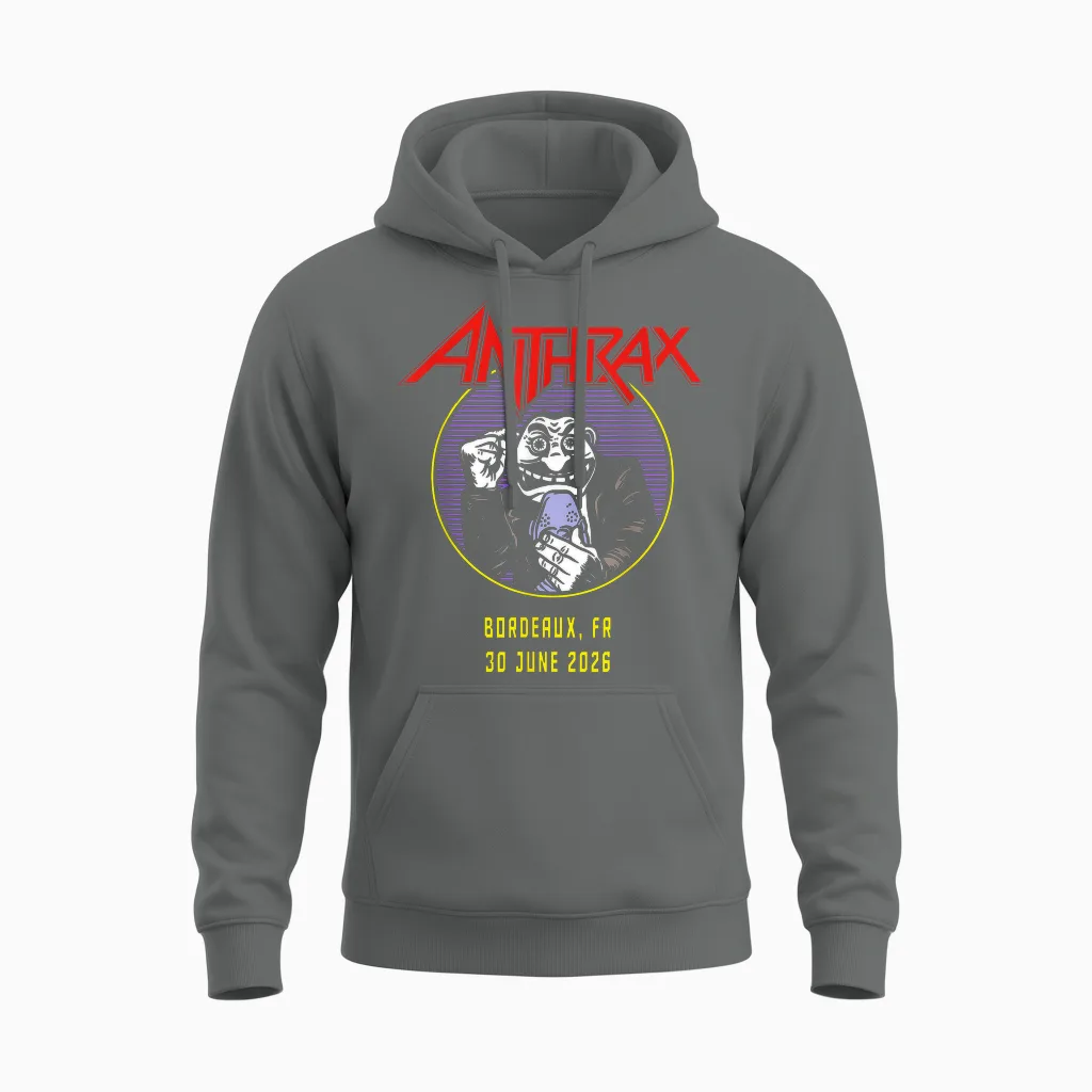 Anthrax World Tour 2026 Bordeaux Unisex Hoodie in Graphite Heather