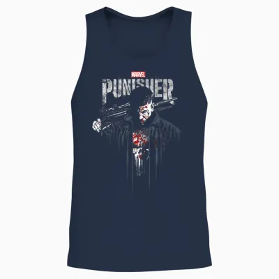 Marvel : the Punisher, Frank Castle, Justice T-Shirt, Black, S Unisex Tank Top - Navy