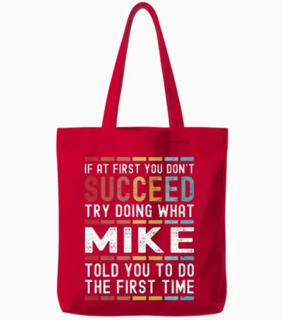 Mike Name Personalized Funny Birthday Christmas Tote Bags - Red
