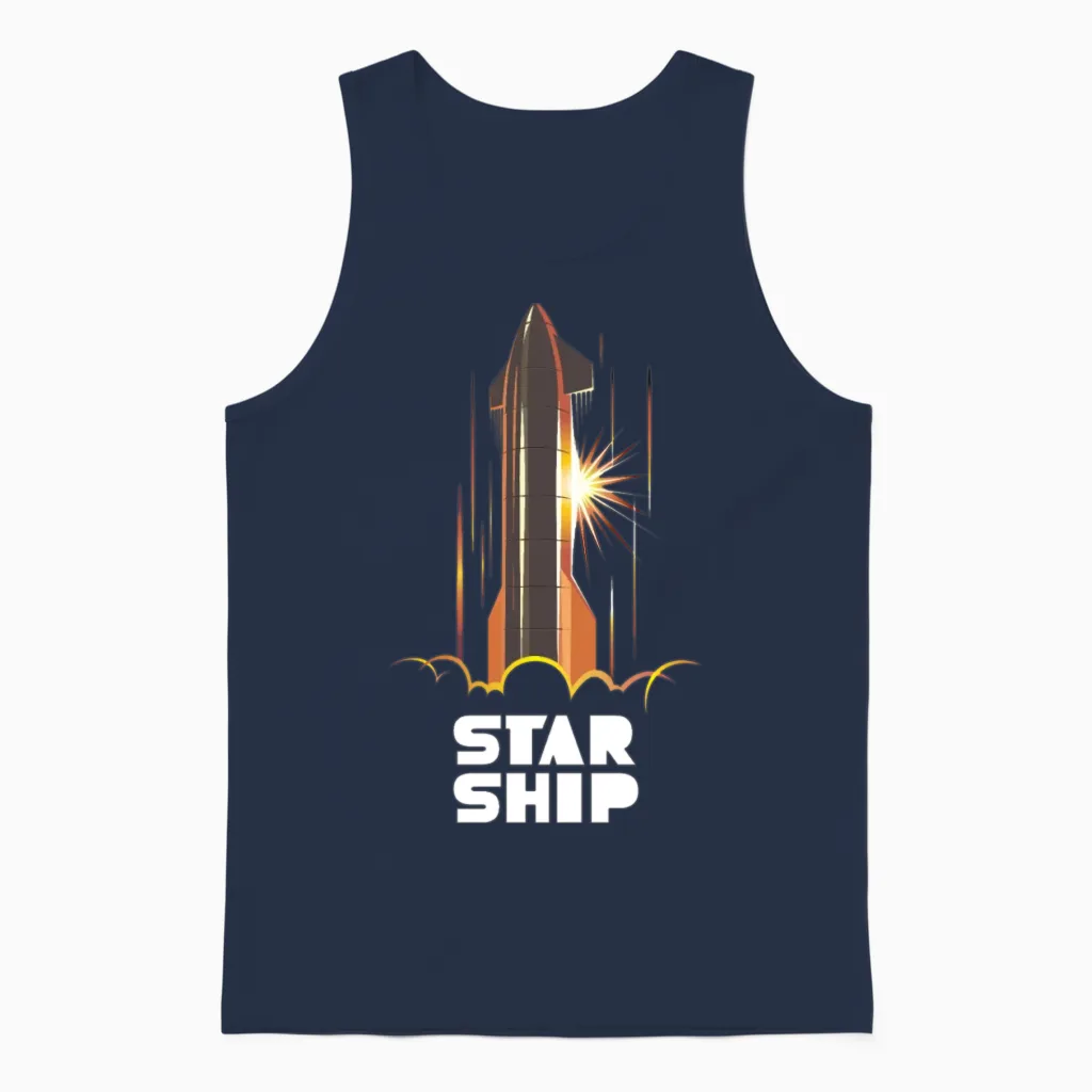 Star Ship Mars - Dark Unisex Tank Top in Navy