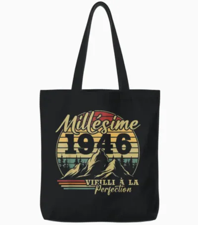 Vintage 1946 Birthday Gift 80 Years Men Women Tote Bags - Black