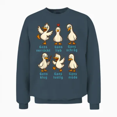 Funny Goose Design Crazy Love Smart Slanted Humour Fans Unisex Sweatshirt - Dark Heather