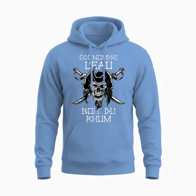 Drink Rum - Saves Water, Drink Rum. Pirate T-Shirt, Black Unisex Hoodie - Carolina Blue