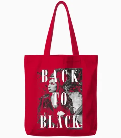 Amy Winehouse Back to Black Soul Music by Rock Off Tote Bags - Red