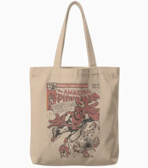 Marvel Comics Spider-Man Amazing Comic Cover Vintage Tote Bags in Natural