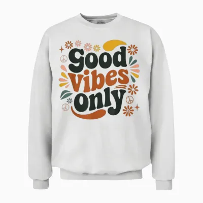 Good Vibes Only – Retro Boho Spirit Unisex Sweatshirt - White