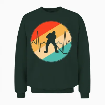 Ice Hockey Retro Heartbeat Unisex Sweatshirt - Forest