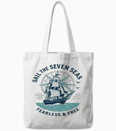 Sail the Seven Seas – Nautical Adventure Tote Bags - White