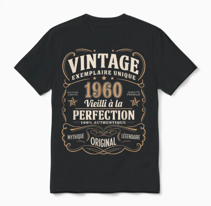 66 Years Man 1960 Birthday T Shirt 66 Years Man 1960 Unisex T-Shirt in Black