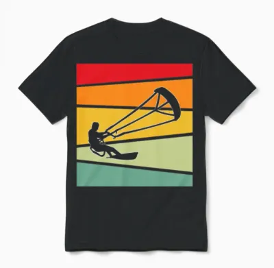 Kite Surfing Retro Unisex T-Shirt - Black