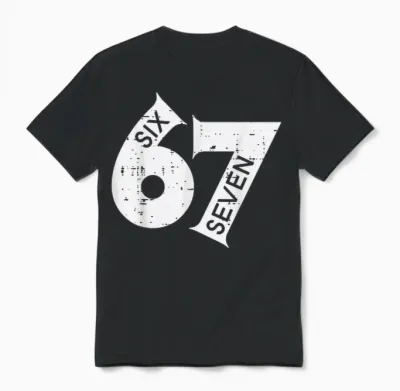 67 Meme Six Seven Number 6 7 on It Costume Boys Unisex T-Shirt - Black