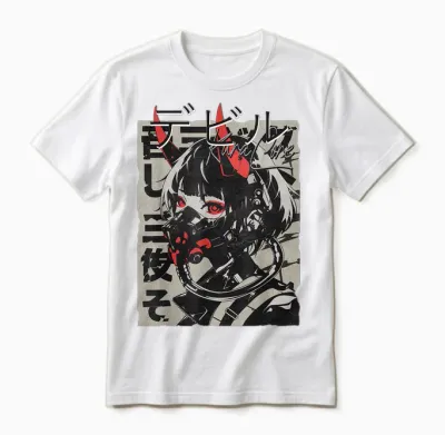 Anime Manga Streetwear Cyberpunk Aesthetic Techwear Harajuku T-Shirt, Black Unisex T-Shirt - White