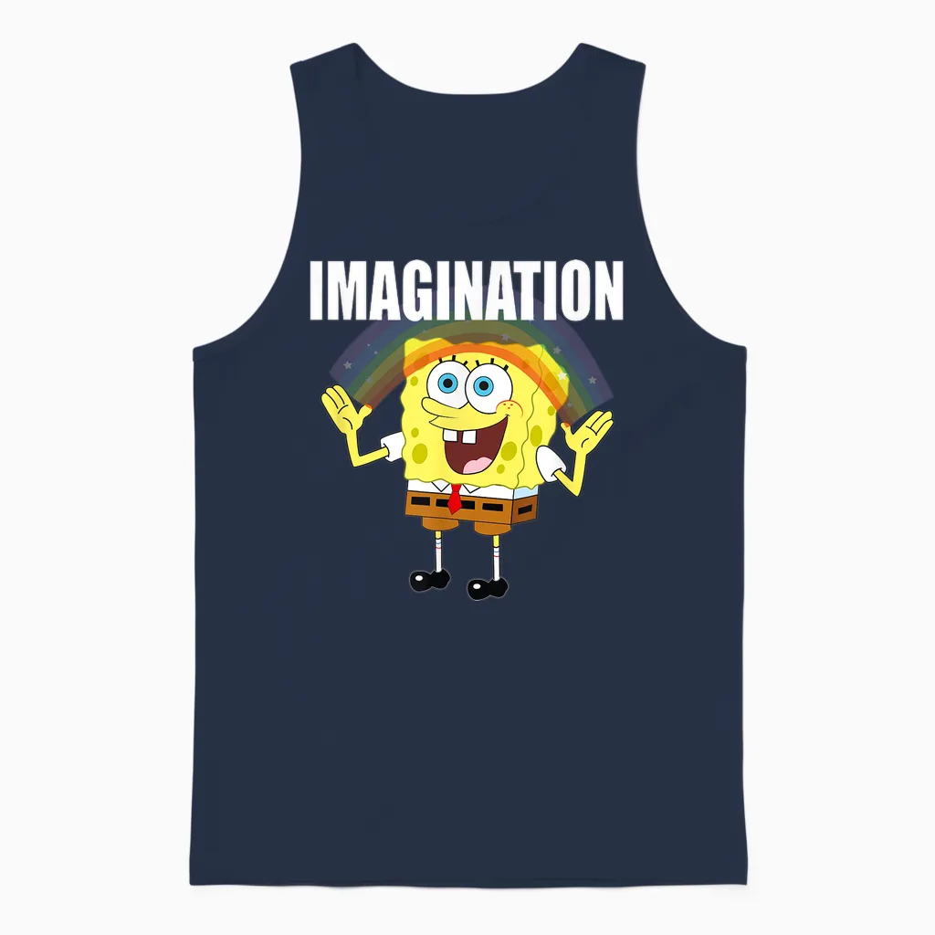 Mademark X Spongebob Squarepants - Spongebob - Rainbow with Imagination Unisex Tank Top in Navy