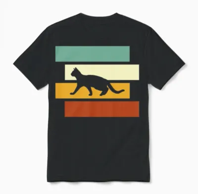 Cat Retro Unisex T-Shirt - Black