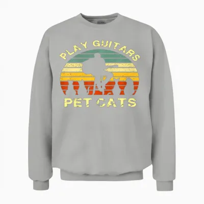 Guitarist Animal Pet Cat- Play Guitars Pet Cats Unisex Sweatshirt - Ash