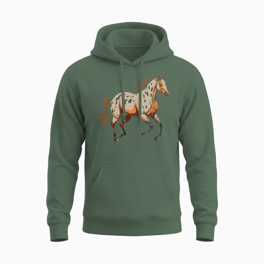 Horse Riding Lovers Gift Unisex Hoodie in Military Green