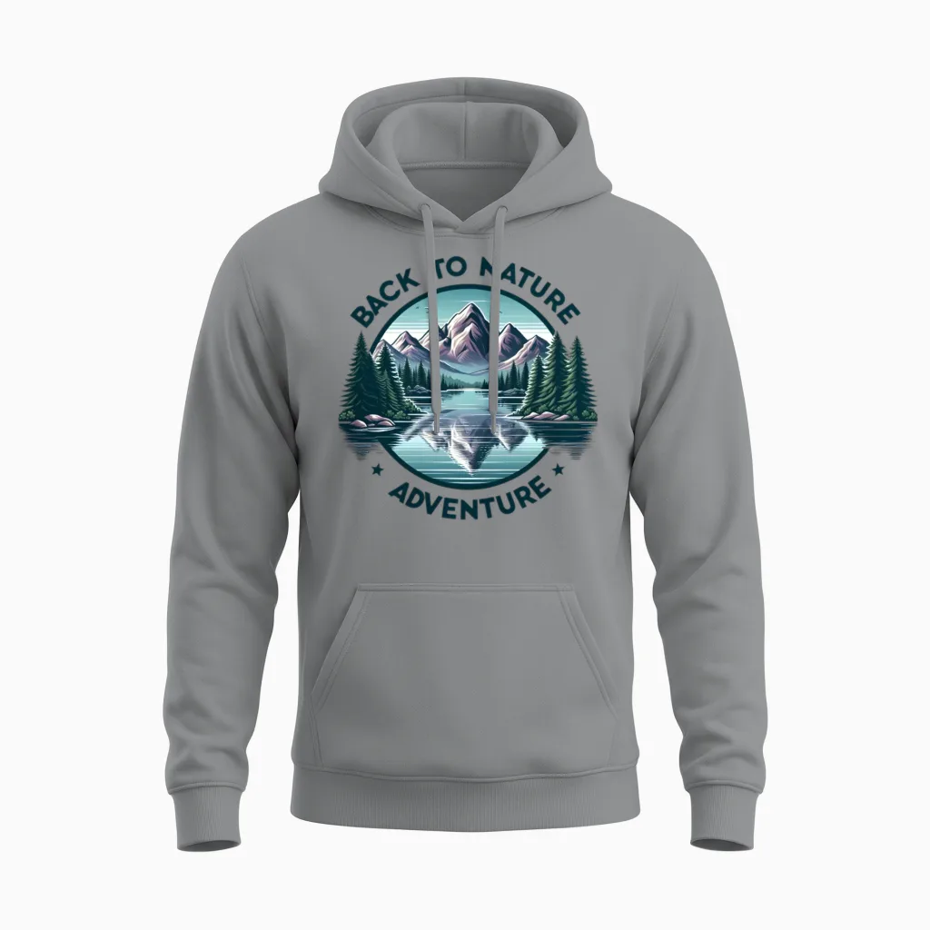 Back to Nature Adventure Travel Unisex Hoodie in Sport Grey