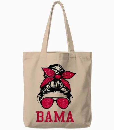 Bama Women Girl Mom Messy Bun Hair. Tote Bags - Natural