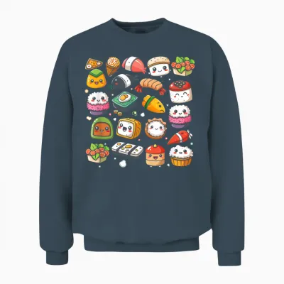 Kawaii Anime Sushi Für Kinder, Liebhaber Koreanischer Küche, Koreanische Kultur Unisex Sweatshirt - Dark Heather