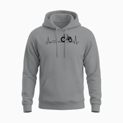 Herzschlag Traktor Trecker Landwirt Bauer Mit Herz Ekg Unisex Hoodie - Sport Grey