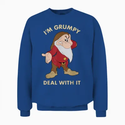 Disney Snow White I'm Grumpy Deal with It Portrait Unisex Sweatshirt - Royal