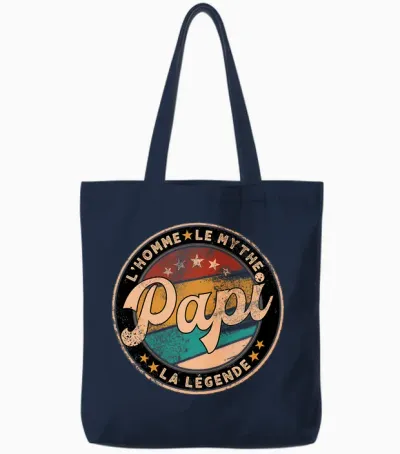 Papi Homme Mythe Légende Idée-Cadeau Papy Humour Grand-Père T-Shirt Haut De Gamme Tote Bags - Navy