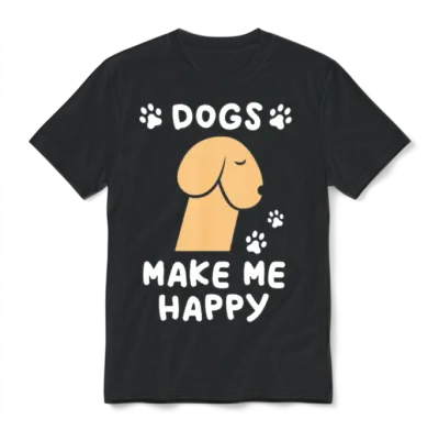 Dogs Make Me Happy Funny Penis Unisex T-Shirt - Black