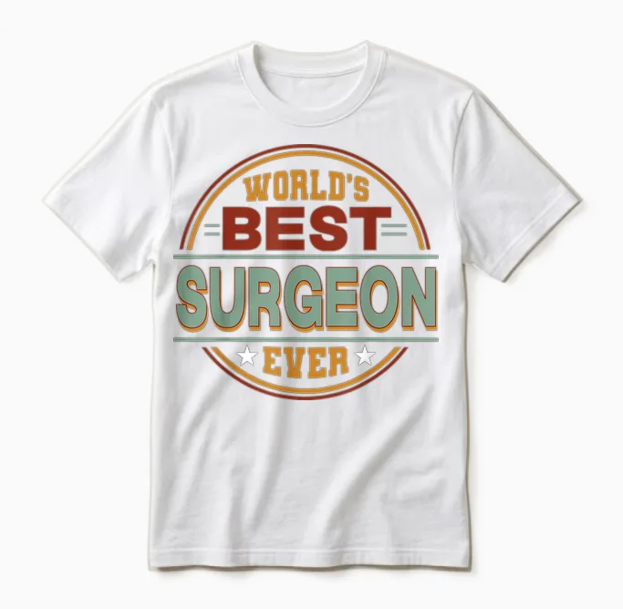 Retro Badge Worlds Best Surgeon Unisex T-Shirt in White